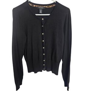 White House Black Market Womens Cardigan Sweater Size L Classic Career Snap Up
